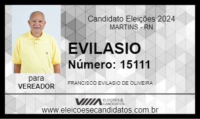 Candidato EVILASIO 2024 - MARTINS - Eleições