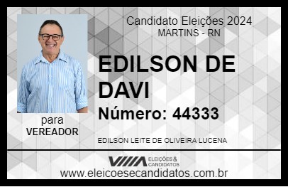 Candidato EDILSON DE DAVI 2024 - MARTINS - Eleições