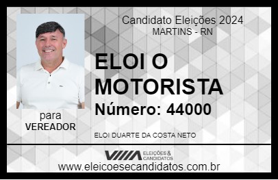 Candidato ELOI O MOTORISTA 2024 - MARTINS - Eleições