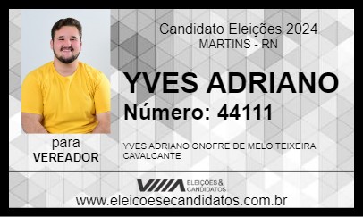 Candidato YVES ADRIANO 2024 - MARTINS - Eleições