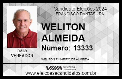 Candidato WELITON ALMEIDA 2024 - FRANCISCO DANTAS - Eleições