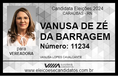 Candidato VANUSA DE ZÉ DA BARRAGEM 2024 - CARAÚBAS - Eleições