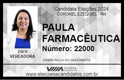 Candidato PAULA FARMACÊUTICA 2024 - CORONEL EZEQUIEL - Eleições