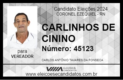 Candidato CARLINHOS DE CININO 2024 - CORONEL EZEQUIEL - Eleições