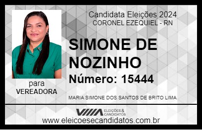 Candidato SIMONE DE NOZINHO 2024 - CORONEL EZEQUIEL - Eleições