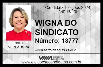 Candidato WIGNA DO SINDICATO 2024 - JANDUÍS - Eleições