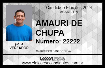 Candidato AMAURI DE CHUPA 2024 - ACARI - Eleições