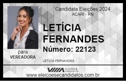 Candidato LETÍCIA FERNANDES  2024 - ACARI - Eleições