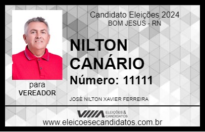 Candidato NILTON CANÁRIO 2024 - BOM JESUS - Eleições