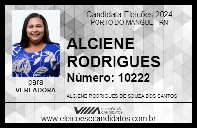 Candidato ALCIENE RODRIGUES 2024 - PORTO DO MANGUE - Eleições