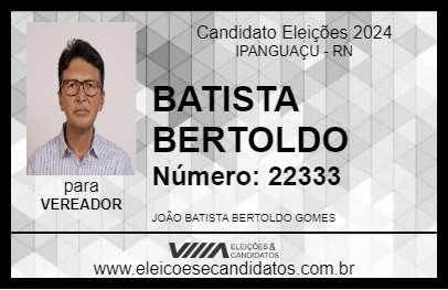 Candidato BATISTA BERTOLDO 2024 - IPANGUAÇU - Eleições