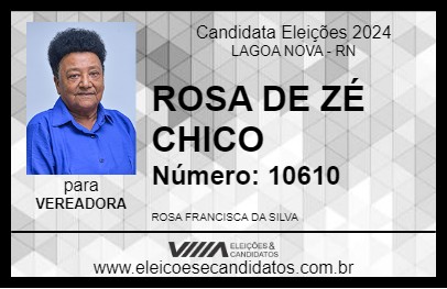 Candidato ROSA DE ZÉ CHICO 2024 - LAGOA NOVA - Eleições