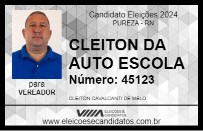 Candidato CLEITON DA AUTO ESCOLA 2024 - PUREZA - Eleições