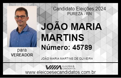 Candidato JOÃO MARIA MARTINS 2024 - PUREZA - Eleições