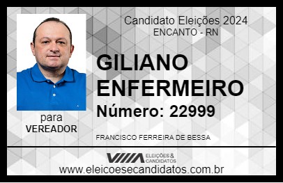 Candidato GILIANO ENFERMEIRO 2024 - ENCANTO - Eleições