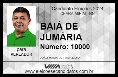 Candidato BAIÁ DE JUMÁRIA 2024 - CEARÁ-MIRIM - Eleições