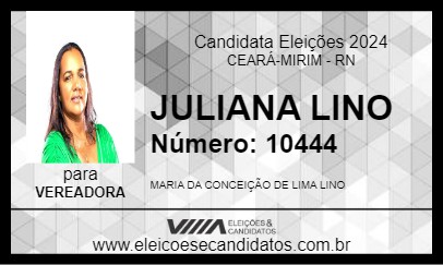 Candidato JULIANA LINO 2024 - CEARÁ-MIRIM - Eleições