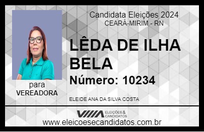 Candidato LÊDA DE ILHA BELA 2024 - CEARÁ-MIRIM - Eleições