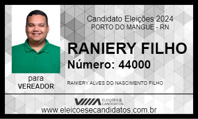 Candidato RANIERY FILHO 2024 - PORTO DO MANGUE - Eleições