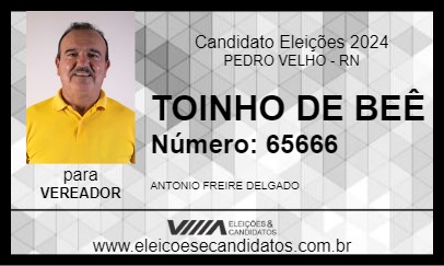 Candidato TOINHO DE BEÊ 2024 - PEDRO VELHO - Eleições