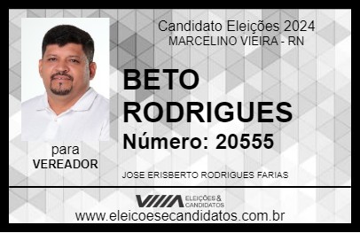 Candidato BETO RODRIGUES 2024 - MARCELINO VIEIRA - Eleições