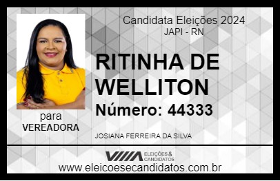 Candidato RITINHA DE WELLITON 2024 - JAPI - Eleições