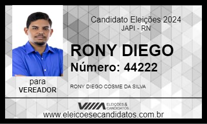 Candidato RONY DIEGO 2024 - JAPI - Eleições