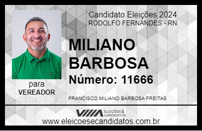 Candidato MILIANO BARBOSA 2024 - RODOLFO FERNANDES - Eleições