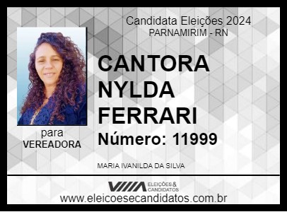 Candidato CANTORA NYLDA FERRARI 2024 - PARNAMIRIM - Eleições