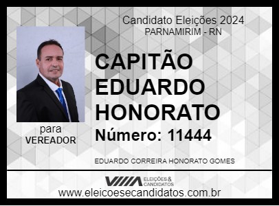 Candidato CAPITÃO EDUARDO HONORATO 2024 - PARNAMIRIM - Eleições