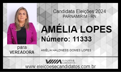 Candidato AMÉLIA LOPES 2024 - PARNAMIRIM - Eleições