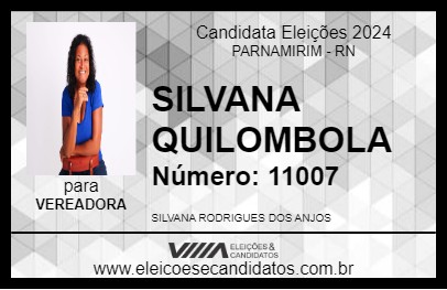 Candidato SILVANA QUILOMBOLA 2024 - PARNAMIRIM - Eleições