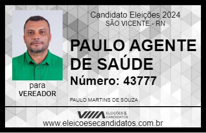 Candidato PAULO AGENTE DE SAÚDE 2024 - SÃO VICENTE - Eleições