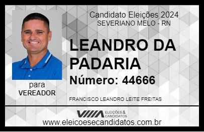 Candidato LEANDRO DA PADARIA 2024 - SEVERIANO MELO - Eleições