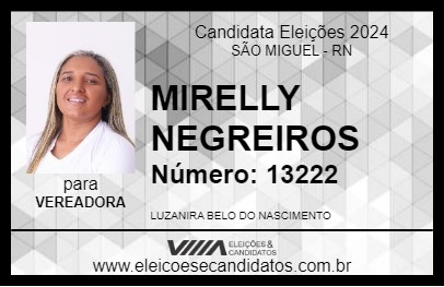 Candidato MIRELLY NEGREIROS 2024 - SÃO MIGUEL - Eleições