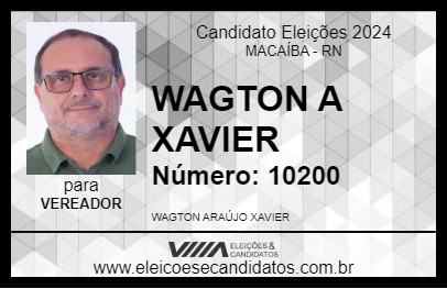 Candidato WAGTON A XAVIER 2024 - MACAÍBA - Eleições