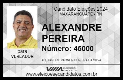 Candidato ALEXANDRE PEREIRA 2024 - MAXARANGUAPE - Eleições