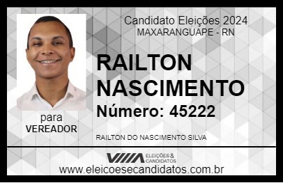 Candidato RAILTON NASCIMENTO 2024 - MAXARANGUAPE - Eleições