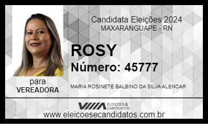 Candidato ROSY 2024 - MAXARANGUAPE - Eleições