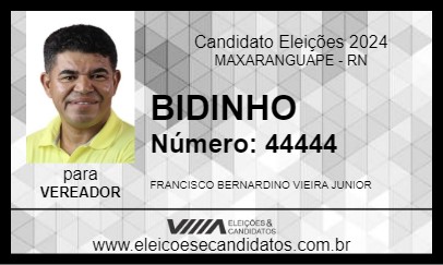 Candidato BIDINHO 2024 - MAXARANGUAPE - Eleições