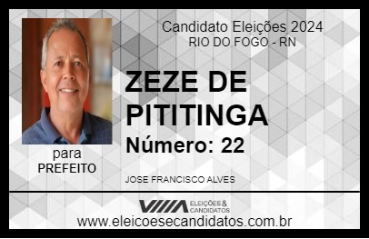 Candidato ZEZE DE PITITINGA 2024 - RIO DO FOGO - Eleições