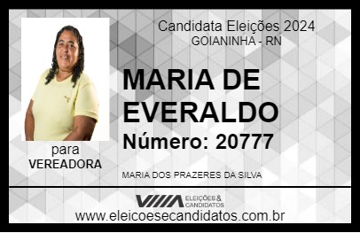 Candidato MARIA DE EVERALDO 2024 - GOIANINHA - Eleições