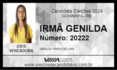 Candidato IRMÃ GENILDA 2024 - GOIANINHA - Eleições