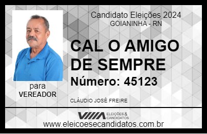 Candidato CAL O AMIGO DE SEMPRE 2024 - GOIANINHA - Eleições