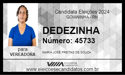 Candidato DEDEZINHA 2024 - GOIANINHA - Eleições