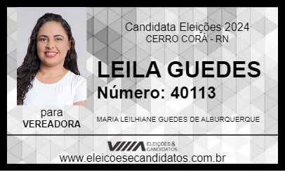 Candidato LEILA GUEDES 2024 - CERRO CORÁ - Eleições