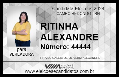 Candidato RITINHA ALEXANDRE 2024 - CAMPO REDONDO - Eleições