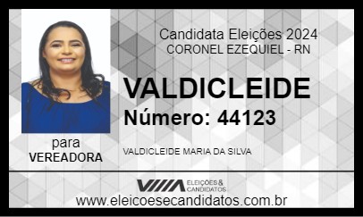 Candidato VALDICLEIDE 2024 - CORONEL EZEQUIEL - Eleições