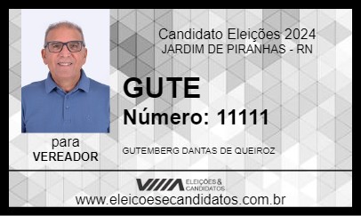 Candidato GUTE 2024 - JARDIM DE PIRANHAS - Eleições