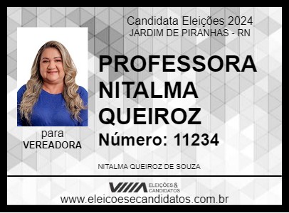 Candidato PROFESSORA NITALMA QUEIROZ 2024 - JARDIM DE PIRANHAS - Eleições